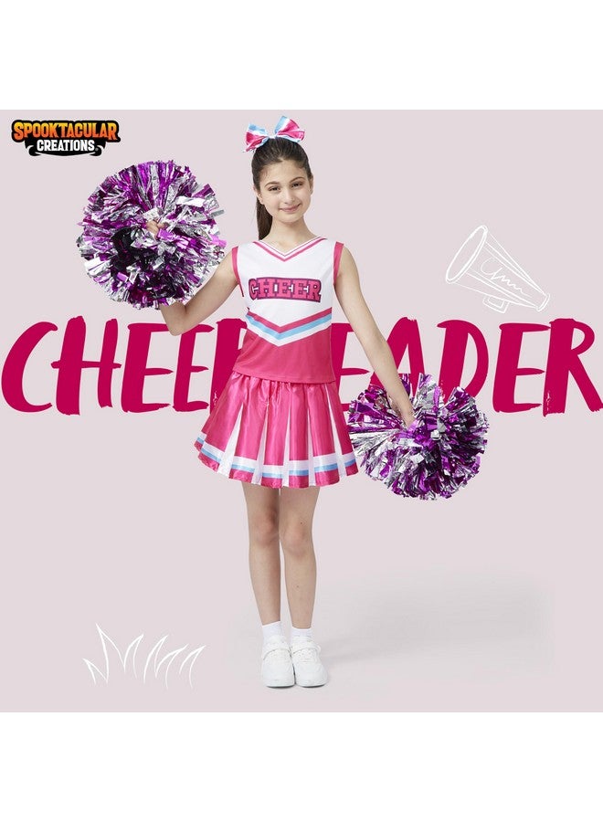 Spooktacular Creations Spooktacular Creations Halloween Girl Cheerleader Costume, Pink Cheer Uniform Set, Cute Cheerleading Outfit with Accessories for Halloween Dress-Up, High School Themed Party (Medium, 8-10 yrs)  - Image 1