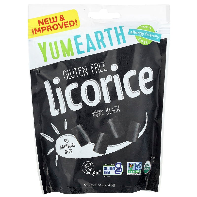 YumEarth Organic Gluten Free Black Licorice Snack Packs - Allergy Friendly, Gluten Free, Non-GMO, Vegan, No Artificial Flavors or Dyes - 5 Ounce (Pack of 1) - Image 1