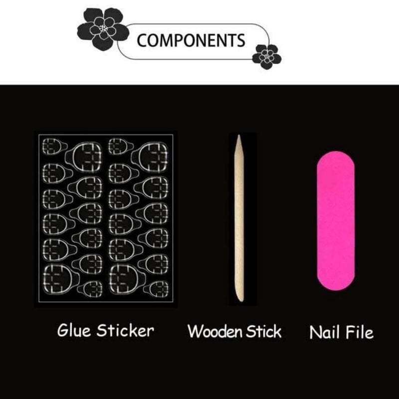 Maigitur 48Pcs Ombre Pink Orange French Tips Press on Nails Short Square Press on Toenails Long Square Stick on Nails with Flower Design Glossy Full Cover Fake Nails Summer False Toenails for Women Manicure - Image 4