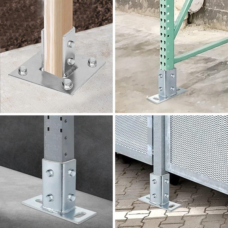 AA 2 Pack - 4 Hole Post Base Channel, 6"" Square For All 1-5/8"" Strut Channel, Side Orientation - Heavy Duty, Electro-Galvanized (2) - Image 5