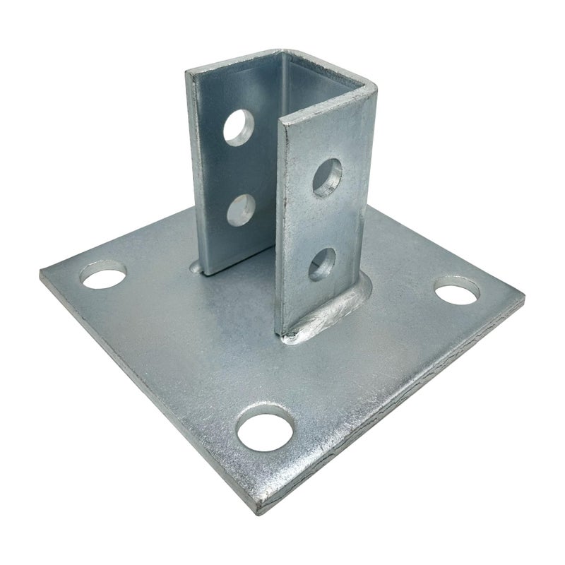 AA 2 Pack - 4 Hole Post Base Channel, 6"" Square For All 1-5/8"" Strut Channel, Side Orientation - Heavy Duty, Electro-Galvanized (2) - Image 2