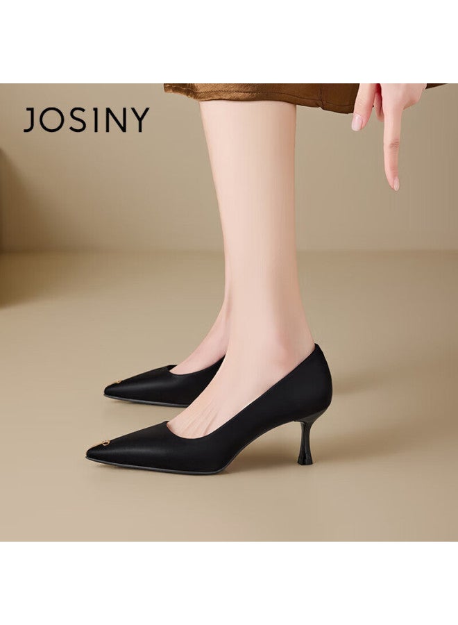 Josiny Women's High Heels New Spring French Elegant Skirt Matching Thin Heel Pointed Toe Black Size 36 - Image 4