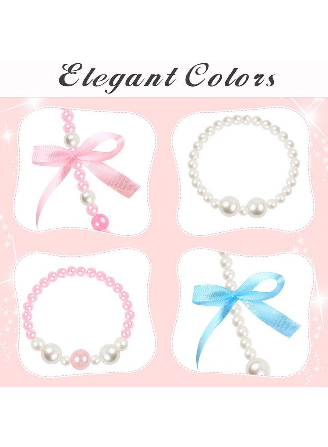 Batiyeer 12 مجموعة هدايا حفلة شاي للفتيات عقد خرز سوار خرز مجموعة أزياء الأميرة مجوهرات تظاهرية عقد لؤلؤ مع حقيبة مخملية وردية لعيد الميلاد تنكرية لعب الأدوار حشو حفلة - Image 4