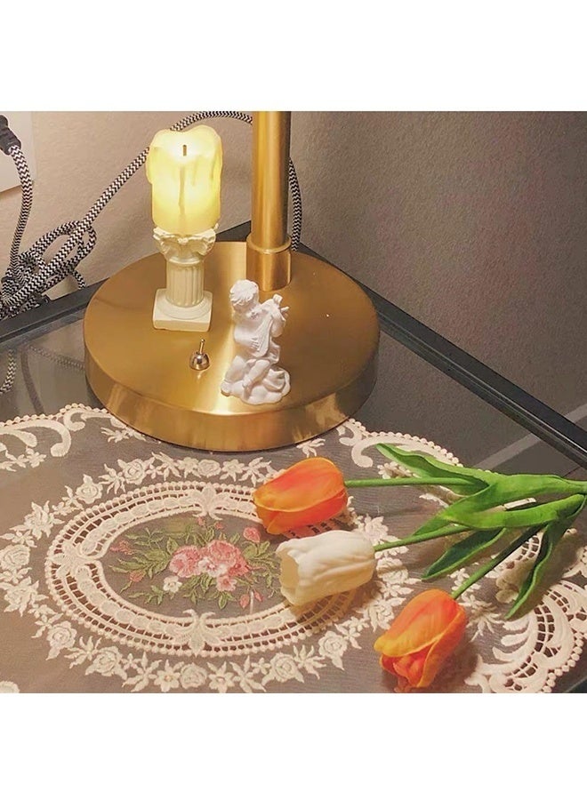 4 حزم من مفارش المائدة البيضاوية باللون البيج من الدانتيل الفرنسي الرجعي 12 × 16 بوصة مطرزة بالكروشيه لتزيين غرفة Coquette على الطراز الريفي الفرنسي المزهريات والأكواب تجمعات العيد طاولات الزفاف عرض المنزل المقهى، هدية مثالية - Image 5