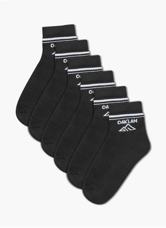 Oaklan by Shoexpress Logo Print Ankle Socks - Set of 5