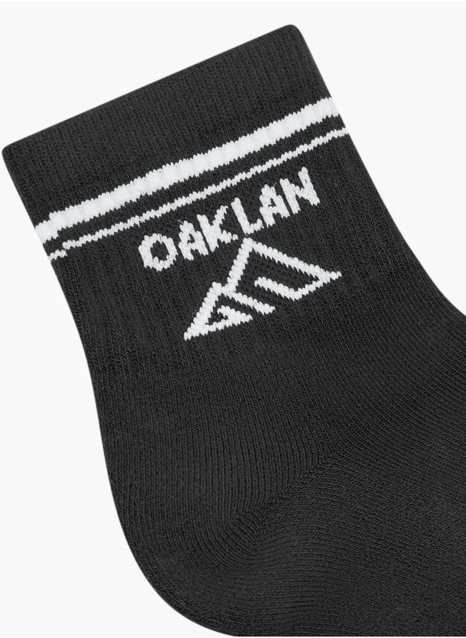 Oaklan by Shoexpress Logo Print Ankle Socks - Set of 5