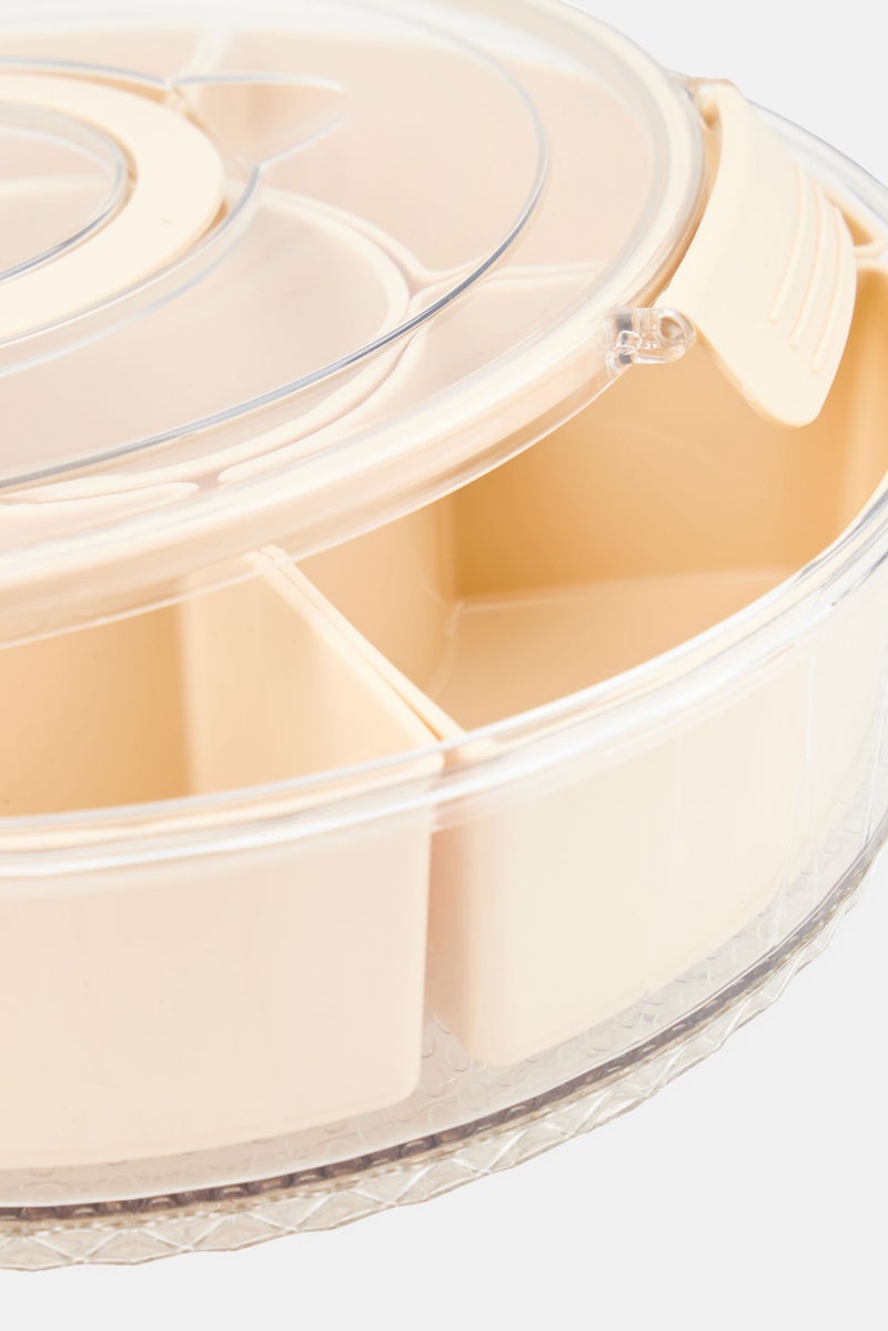 COOK WITH COLOR 6 Compartments Rotating Snack Tray , Beige - Image 3