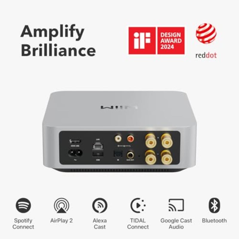 WiiM Amp: Multiroom Streaming Amplifier Compatible with AirPlay, Google Cast, Alexa HDMI, Voice Control Stream from Spotify, Amazon Music, Tidal and More Silver - Image 2