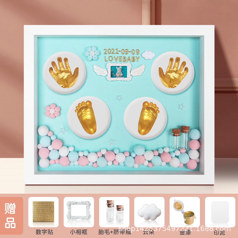 Baby'S Hand And Foot Print Children'S Hand And Foot Print Pour Newborn Baby'S Hundred Days Full Moon Gift One Year Old Memorial Diy Po Frame - Image 4