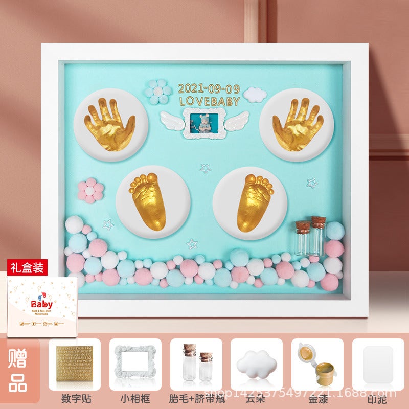 Baby'S Hand And Foot Print Children'S Hand And Foot Print Pour Newborn Baby'S Hundred Days Full Moon Gift One Year Old Memorial Diy Po Frame - Image 1