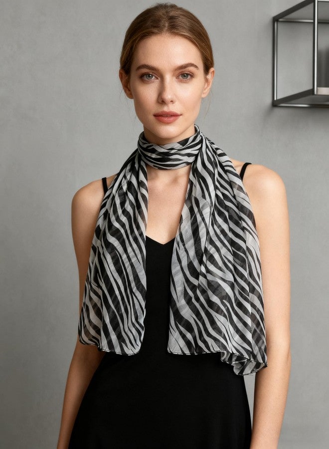 Mealah Womens-Zebra Shawl Scarf - Lightweight Wrap Scarves Shawl Large Stripe Sunscreen Scarve for Spring Summer Travel - Image 2