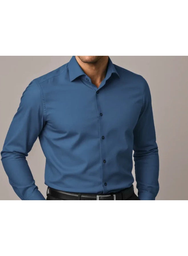 نيبمينينت قمصان رجالية بأكمام طويلة مقاومة للتجاعيد، مرنة، ملابس عمل عادية، قميص زفاف بأزرار - Image 1