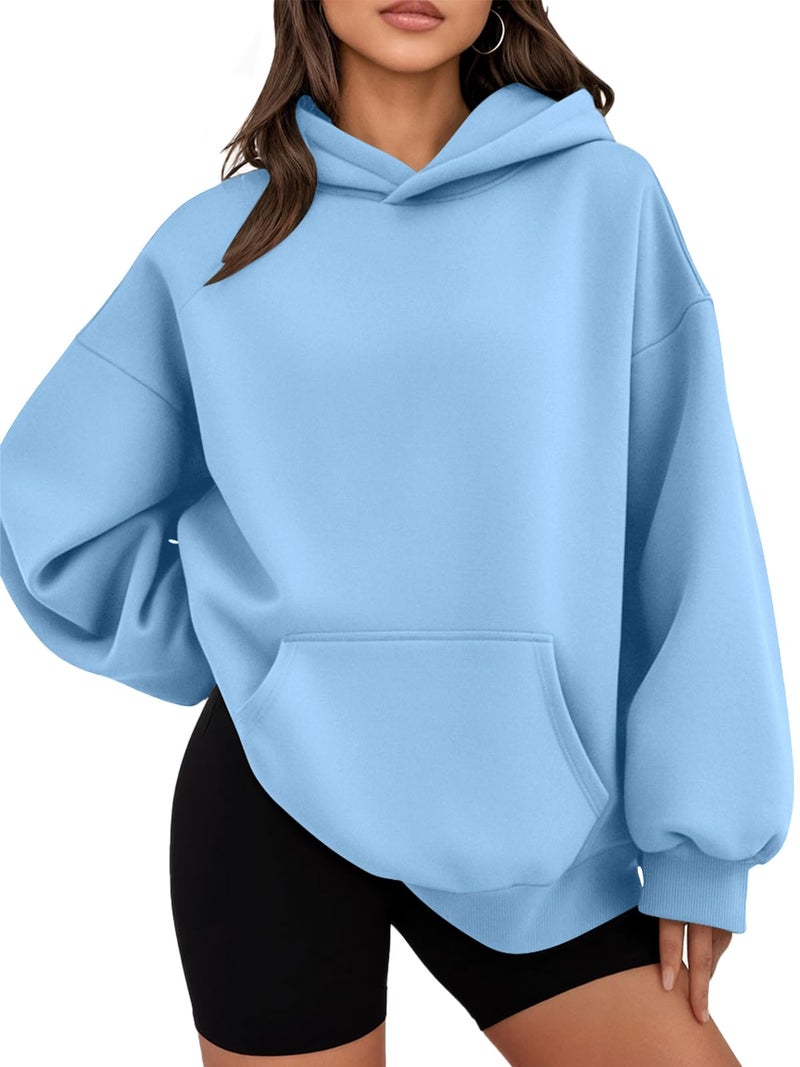 WYNNQUE Hoodies for Women Oversized Sweatshirts Fall Fashion Outfits 2026 Casual Sweaters Tops Fleece Plus Size Workout Comfy Winter Clothes SkyBlue XL - Image 1