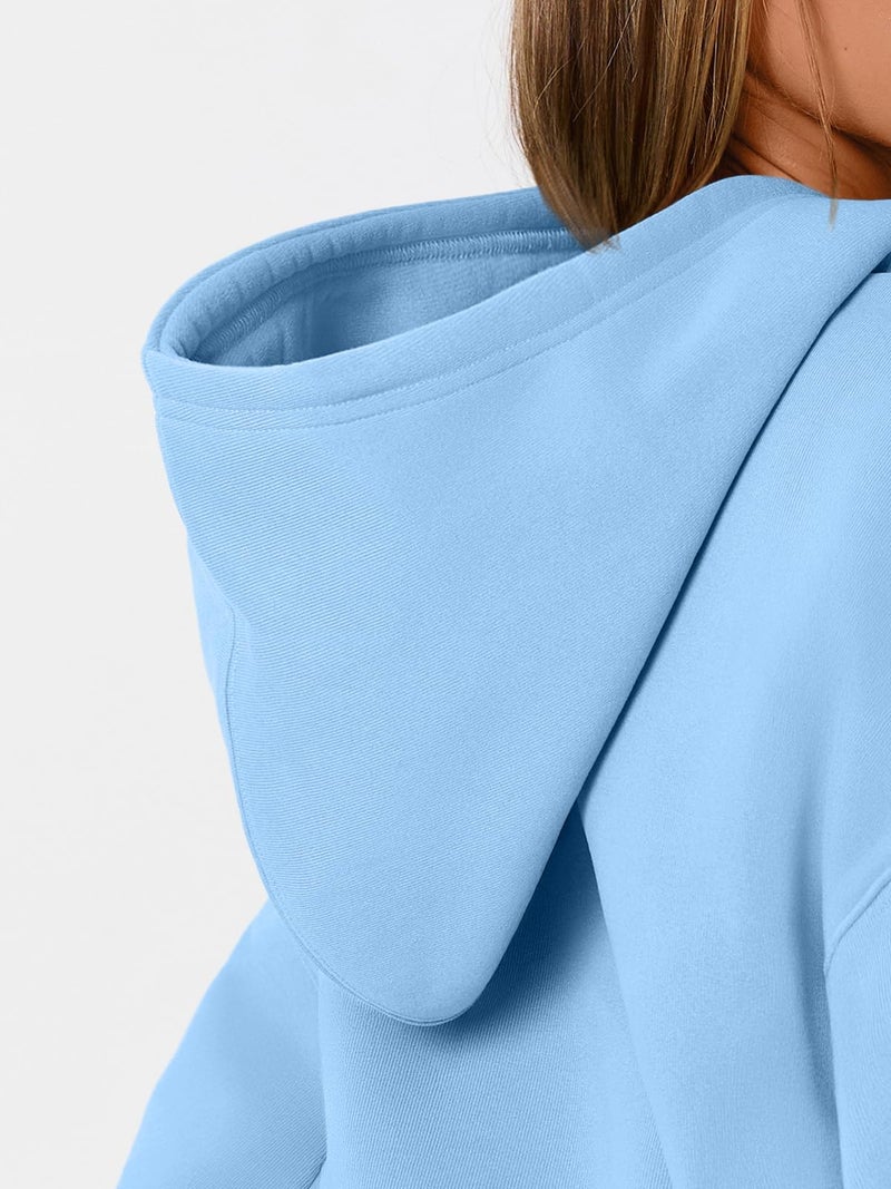WYNNQUE Hoodies for Women Oversized Sweatshirts Fall Fashion Outfits 2026 Casual Sweaters Tops Fleece Plus Size Workout Comfy Winter Clothes SkyBlue XL - Image 5