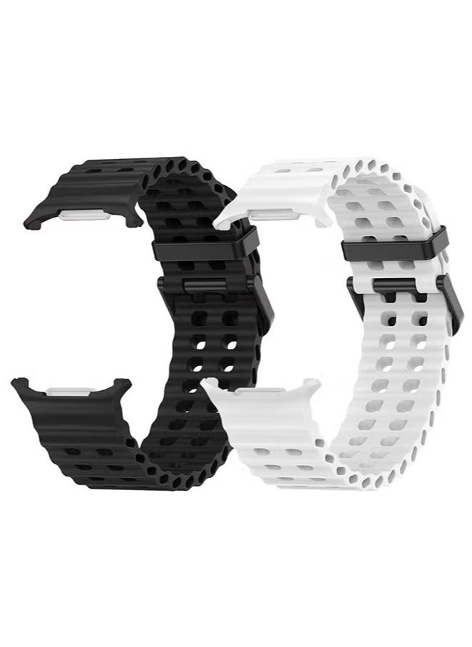 JAJEEK 2-Pack Soft Silicone Replacement Sport Straps Compatible with Galaxy Watch 7 Ultra, Ocean Blue Color, Flexible & Lightweight Watch Bands, Sweat & Water Resistant, Comfortable Fit for Fitness, Outdoor, and Everyday Wear - Image 2