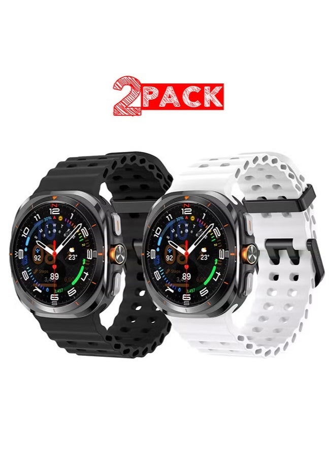 JAJEEK 2-Pack Soft Silicone Replacement Sport Straps Compatible with Galaxy Watch 7 Ultra, Ocean Blue Color, Flexible & Lightweight Watch Bands, Sweat & Water Resistant, Comfortable Fit for Fitness, Outdoor, and Everyday Wear - Image 1