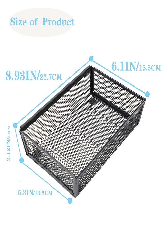 YFEEN Mesh Tray Kitchen Drawer Utensil Cutlery Tray Office Supplies with Inter-locking Arm Drawer Dividers Organizer for Silverware, Flatware, Home,Office, School,Bedroom(9＂X6＂4pack) Black - Image 2