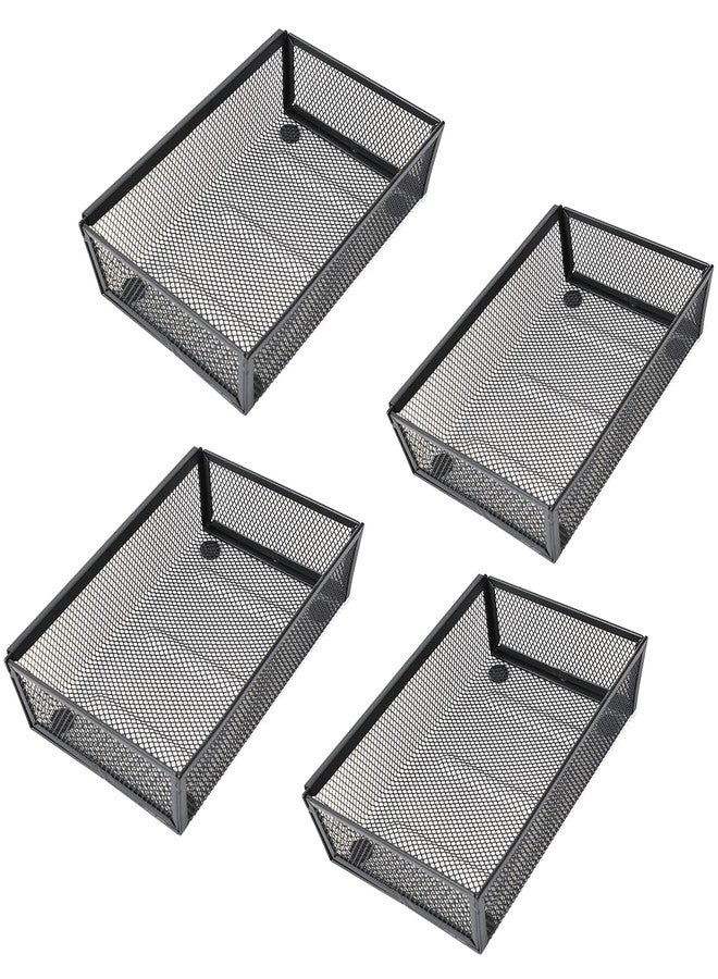 YFEEN Mesh Tray Kitchen Drawer Utensil Cutlery Tray Office Supplies with Inter-locking Arm Drawer Dividers Organizer for Silverware, Flatware, Home,Office, School,Bedroom(9＂X6＂4pack) Black - Image 1