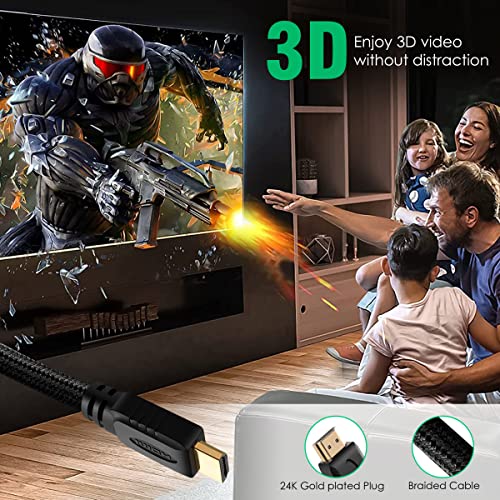 AGARO HDMI Cable 3 Meters, 2.1 Premium High Speed, Supports 48Gbps 8K@60Hz, Dynamic HDR, 3D, eARC, Cotton Braided Cord for PS5/PS4/Xbox/Apple TV/Projector - Image 4