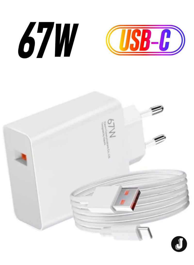JAJEEK "67W EU Fast Charge Power Adapter & 6A Type-C Cable for Xiaomi Redmi, Mi 11 Ultra, Note 9/10/11 Pro20 – Fast Charging with USB-C Wire" - Image 1