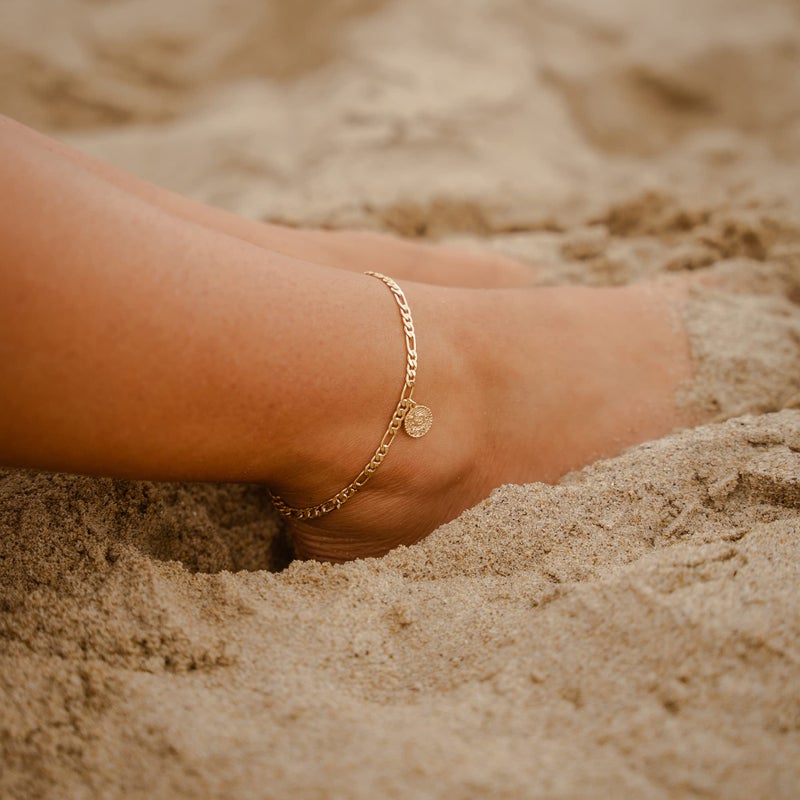 Lcherry Gold Anklets for Women Zodiac Constellation Waterproof Anklets Zodiac Sign Disc Aries Ankle Bracelet 14K Real Gold Plated for Women - Image 4