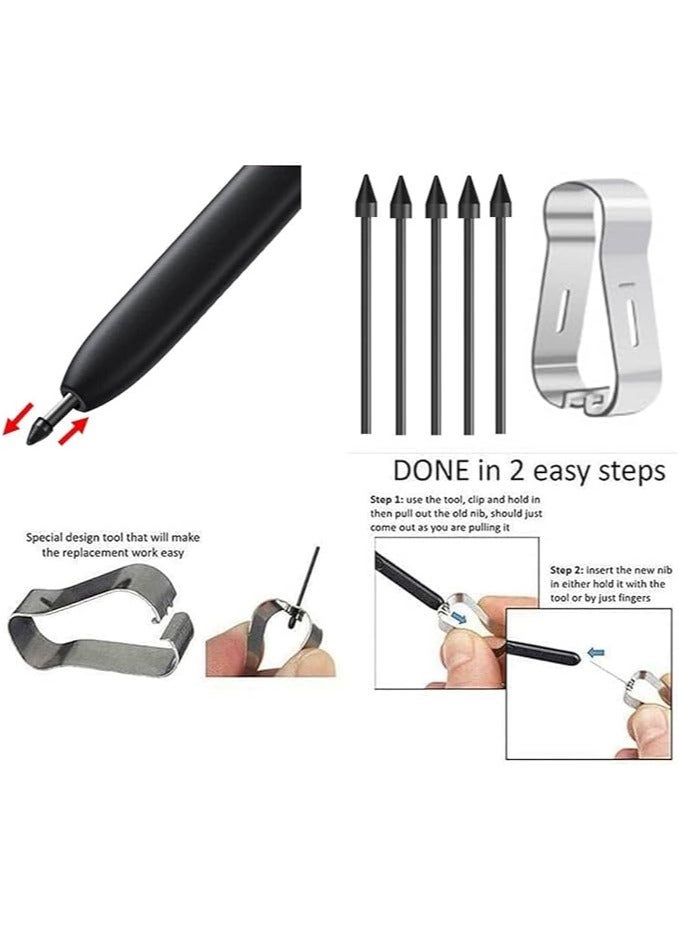 erorex 5 PCS Soft Tips/Nibs Compatible with Galaxy Tab S9 Ultra / S9 Plus / S9 S Pen/Tab S9 FE Replacement Tips/Nibs Soft (S9/S9+/S9 Ultra/S9 FE Black*5)  - Image 2