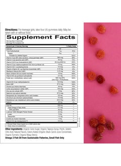 SmartyPants Teen Girl Formula, Daily Multivitamin Gummies: Vitamins C, B12, K, Zinc, & Biotin for Immune Support, Energy, Skin & Hair Support, Assorted Fruit Flavor, 120 Gummies (30 Day Supply)  - Image 2
