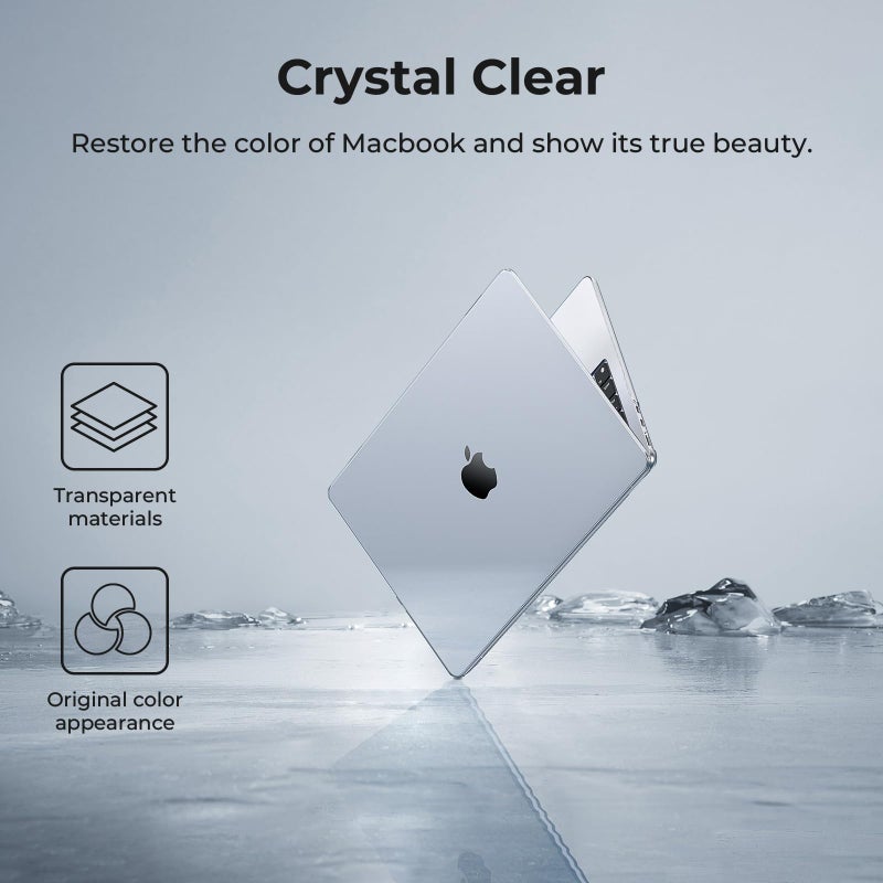 EooCoo Case Compatible with MacBook Air 13.6 inch 2025 2024-2022 M3 M2 A3113 A2681 with Retina Display, Plastic Hard Shell Case + Keyboard Cover + Polishing Cloth + Screen Protector - Crystal Clear - Image 3