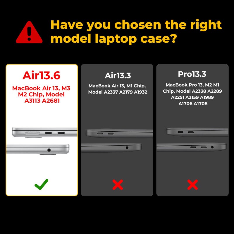 EooCoo Case Compatible with MacBook Air 13.6 inch 2025 2024-2022 M3 M2 A3113 A2681 with Retina Display, Plastic Hard Shell Case + Keyboard Cover + Polishing Cloth + Screen Protector - Crystal Clear - Image 5