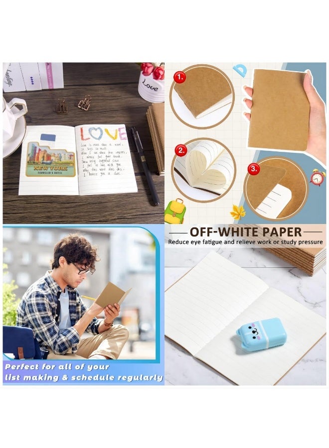 Pocket Notebook, 6 Pack Softcover Mini Notebooks 3.5" x 5.5" Kraft Brown Notebook Small Memo Notepad for Men Women Kids Traveler Author, 30 Sheets,60 Lined Pages, College Student Homework Book - Image 5