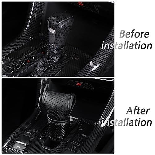 IHOTDER Car Gear Shift Knob Cover,Carbon Fibre Leather Gear Stick Cover for Car Decorations & Protection,Universal Car Interior Accessories Fits Car SUV Truck (Black) - Image 5