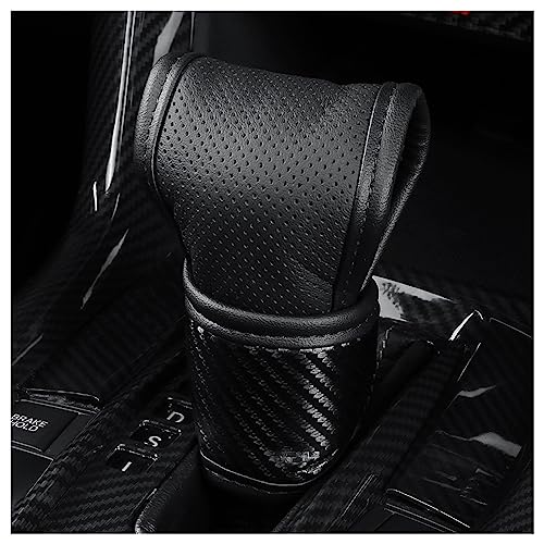 IHOTDER Car Gear Shift Knob Cover,Carbon Fibre Leather Gear Stick Cover for Car Decorations & Protection,Universal Car Interior Accessories Fits Car SUV Truck (Black) - Image 1