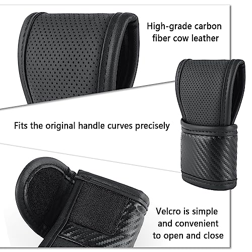 IHOTDER Car Gear Shift Knob Cover,Carbon Fibre Leather Gear Stick Cover for Car Decorations & Protection,Universal Car Interior Accessories Fits Car SUV Truck (Black) - Image 3