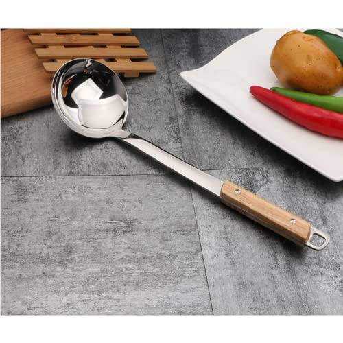 Naidev 1 Piece Kitchen Cooking Stainless Steel Utensils Set Wooden Handle Cooking Tools Gadgets Spatula Set Hook,Ladle. ((ladle, 1) - Image 5