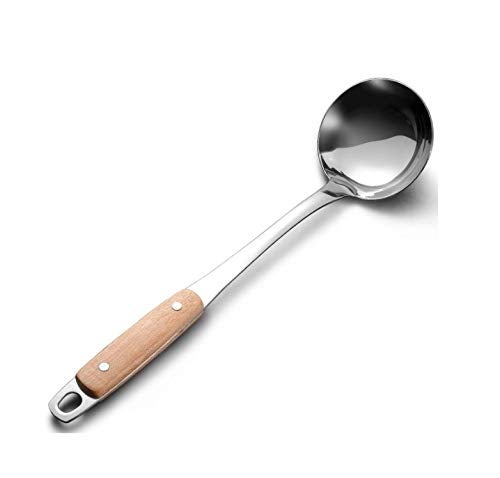 Naidev 1 Piece Kitchen Cooking Stainless Steel Utensils Set Wooden Handle Cooking Tools Gadgets Spatula Set Hook,Ladle. ((ladle, 1) - Image 1