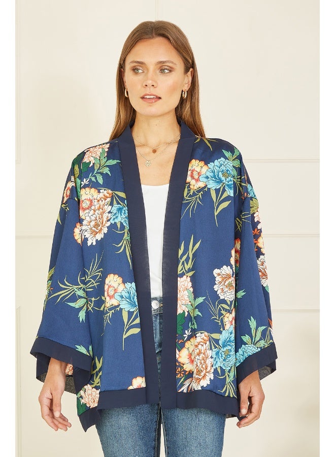 MELA LONDON Floral Print Satin Kimono - Image 1