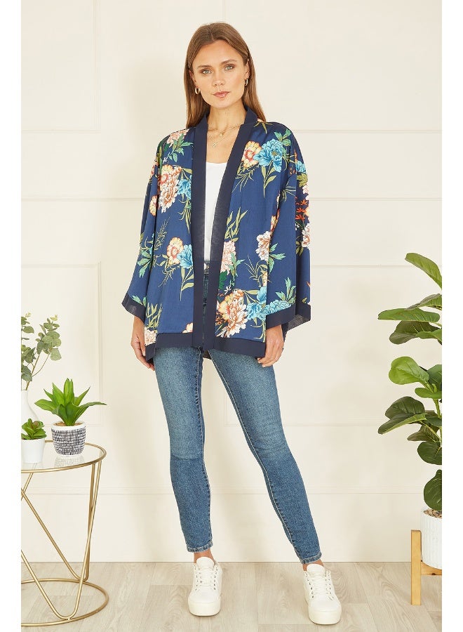 MELA LONDON Floral Print Satin Kimono - Image 3