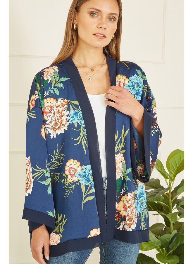 MELA LONDON Floral Print Satin Kimono - Image 2