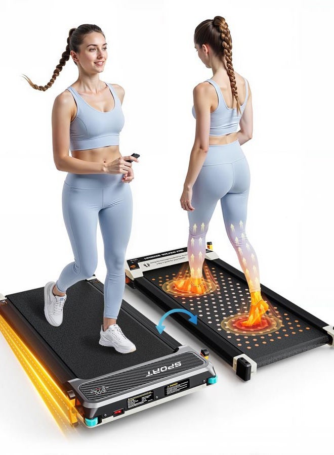 FUNRAY Versatile Walking Pad Treadmill with Incline - Dual-Sided Under Desk Treadmill with Foot Massage,2 in 1 Walking Pad for Home/Office, Portable Compact Treadmills with 330LBS Weight Capacity - Image 1