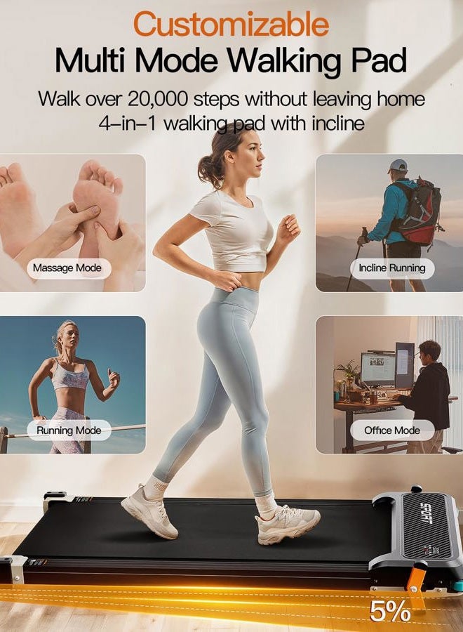 FUNRAY Versatile Walking Pad Treadmill with Incline - Dual-Sided Under Desk Treadmill with Foot Massage,2 in 1 Walking Pad for Home/Office, Portable Compact Treadmills with 330LBS Weight Capacity - Image 4