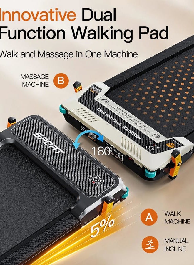 FUNRAY Versatile Walking Pad Treadmill with Incline - Dual-Sided Under Desk Treadmill with Foot Massage,2 in 1 Walking Pad for Home/Office, Portable Compact Treadmills with 330LBS Weight Capacity - Image 2