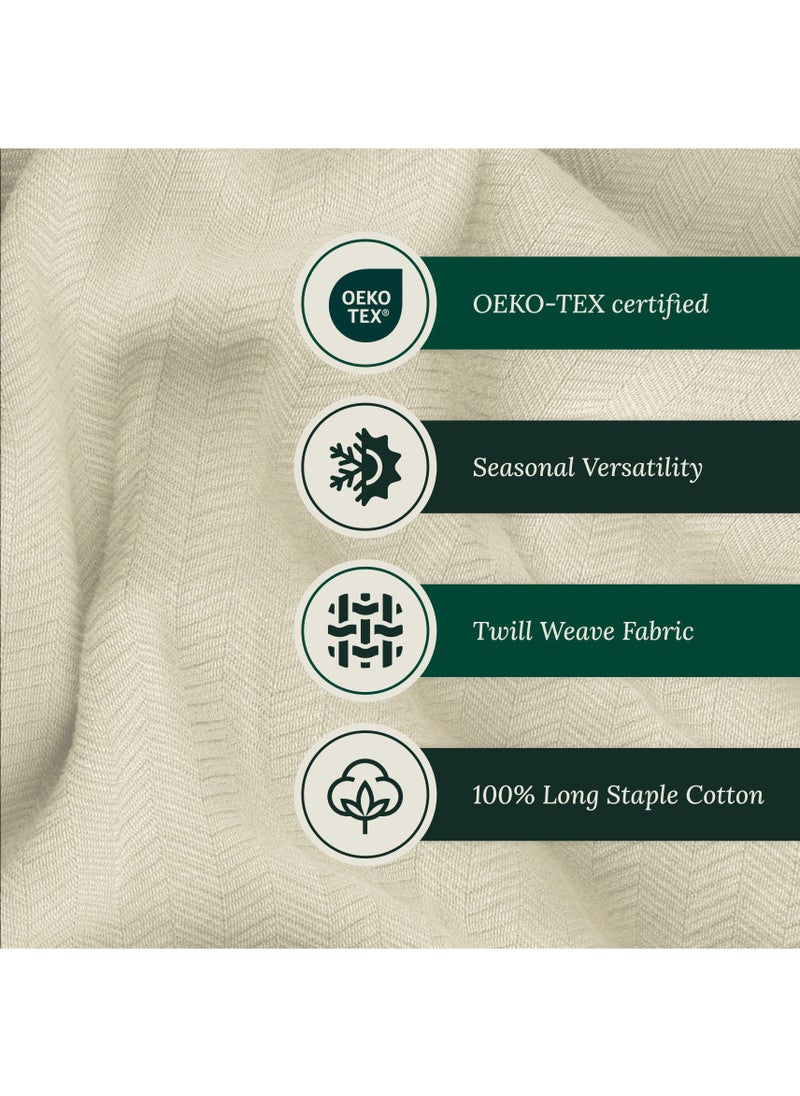 Cloud Scape Linen 100% Cotton Herringbone Blanket for All Season, Soft and Breathable Thermal Blanket,Fog  - Image 4
