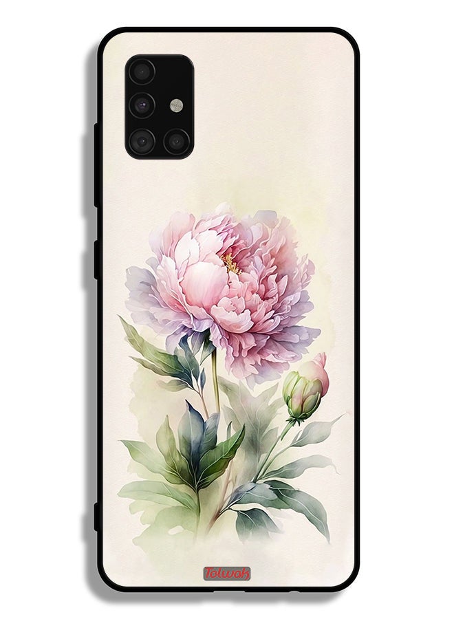 Tolwak غطاء حماية لهاتف Samsung Galaxy A51 4G برسومات فنية بألوان مائية وردية - Image 1