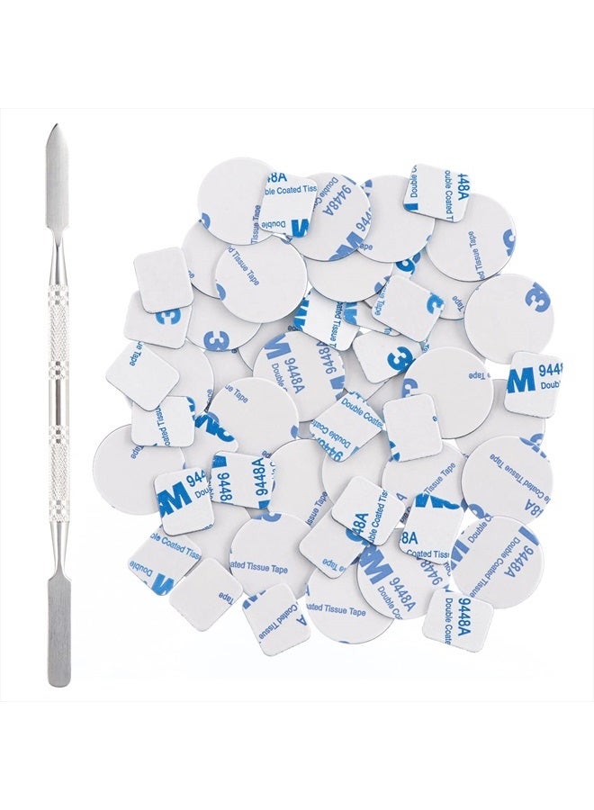 Allwon 56Pcs Metal Stickers for Magnetic Palette Empty Eyeshadow Makeup Palette + Depotting Spatula (28Pcs Round + 28Pcs Square) - Image 1