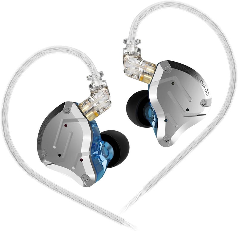 Kinboofi سماعة أذن مراقبة داخل الأذن KZ ZS10 Pro، 4BA 1DD سماعة رأس KZ متعددة المشغلات IEM، سماعات أذن سلكية، سماعات ألعاب KZ مع كابل IEM قابل للفصل، مراقبة على المسرح للمغني وعازف الجيتار والدرامز (أزرق بدون ميكروفون) - Image 1