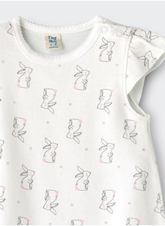 Tiny Hug Baby Girl White Bunny Onesie  - Image 4