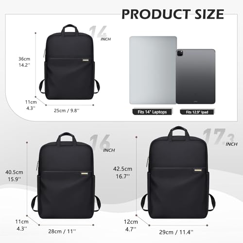 GOLF QUALITY Slim Laptop Backpack for Women Lightweight Business Backpack for Women Computer Bag Purse for Commuting Fit 14Inch Black - Image 3