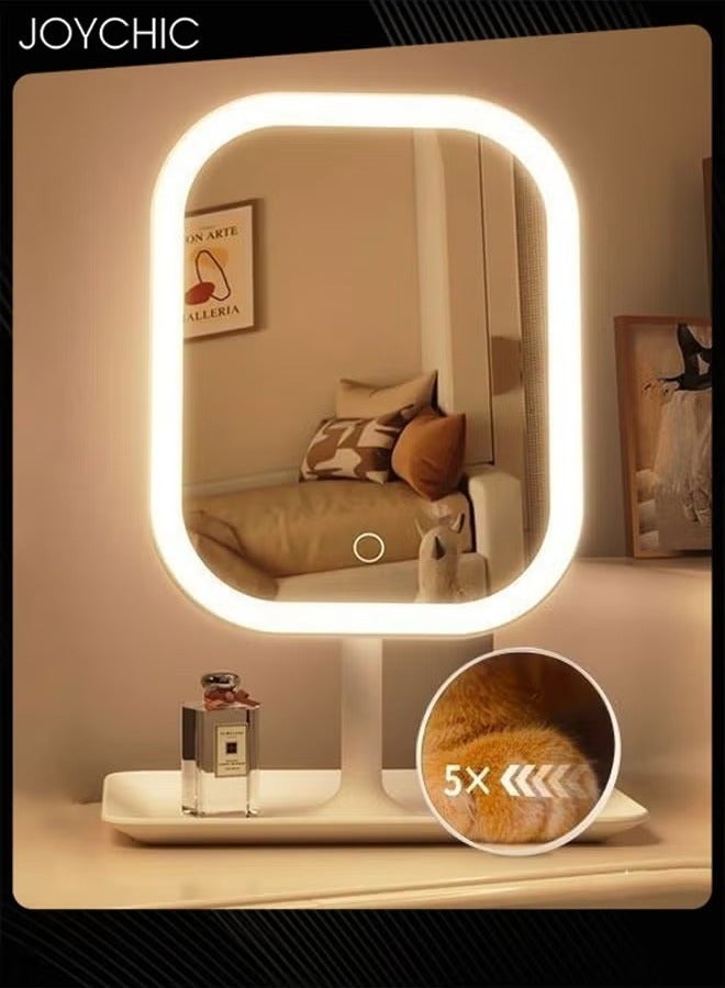Joychic Women LED Makeup Mirror Vanity Mirror With 3 Light Modes Touch Control Portable Stand and Foldable Compact Mirror Vanity Cosmetic Mirror  - Image 1