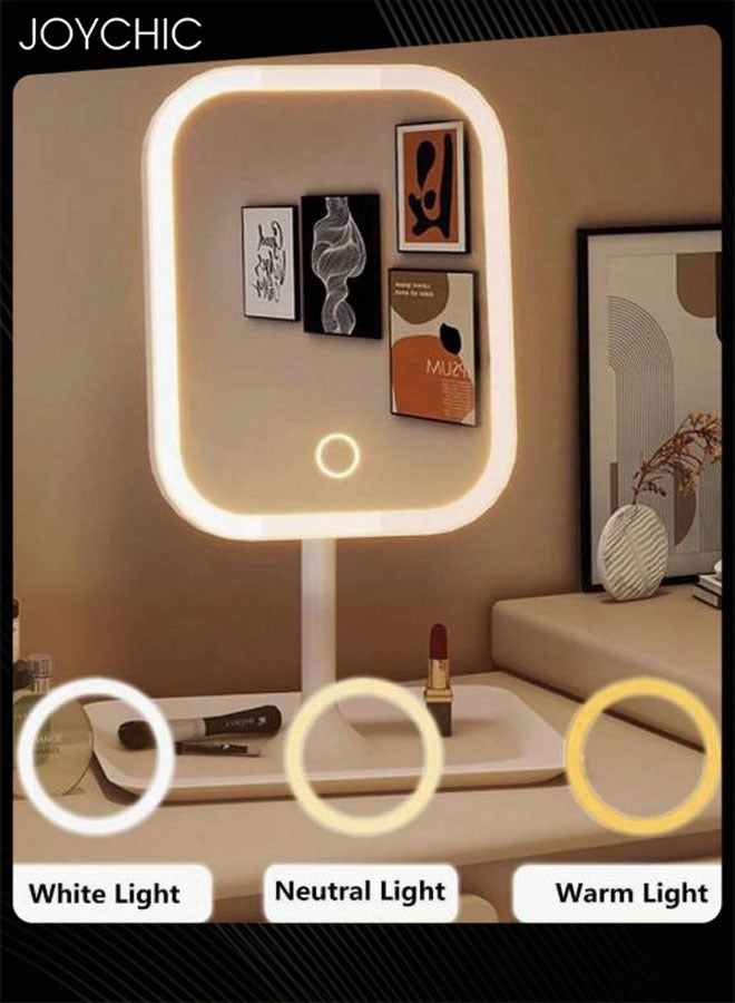 Joychic Women LED Makeup Mirror Vanity Mirror With 3 Light Modes Touch Control Portable Stand and Foldable Compact Mirror Vanity Cosmetic Mirror  - Image 2