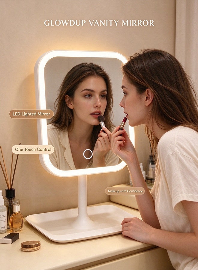 Joychic Women LED Makeup Mirror Vanity Mirror With 3 Light Modes Touch Control Portable Stand and Foldable Compact Mirror Vanity Cosmetic Mirror - Image 2